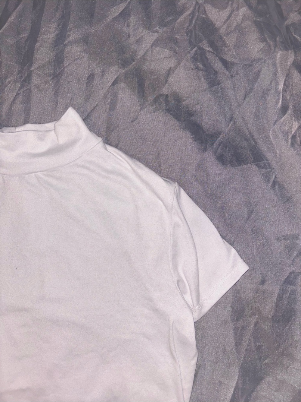 Classic White Short-Sleeve Mock Neck Top